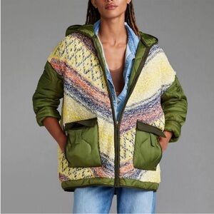 Anthropologie Pilcro Knit Quilted Textured Puffer Coat Jacket
